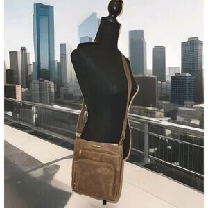 ESTALON Brown Leather Crossbody Purse Shoulder 8.5x9.5